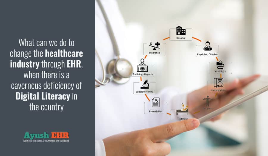 What can we do to change the healthcare industry through EHR, when there is a cavernous deficiency of Digital Literacy in the country